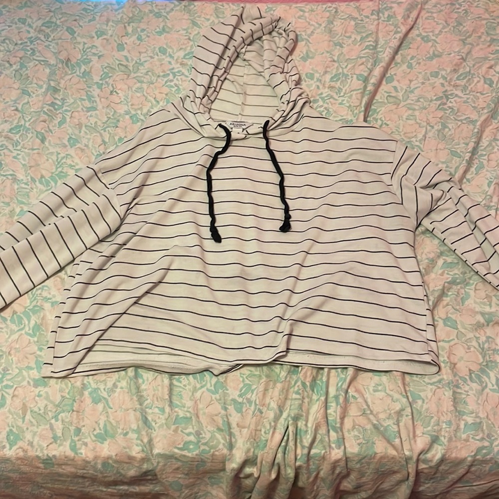 striped crop top hoodie
